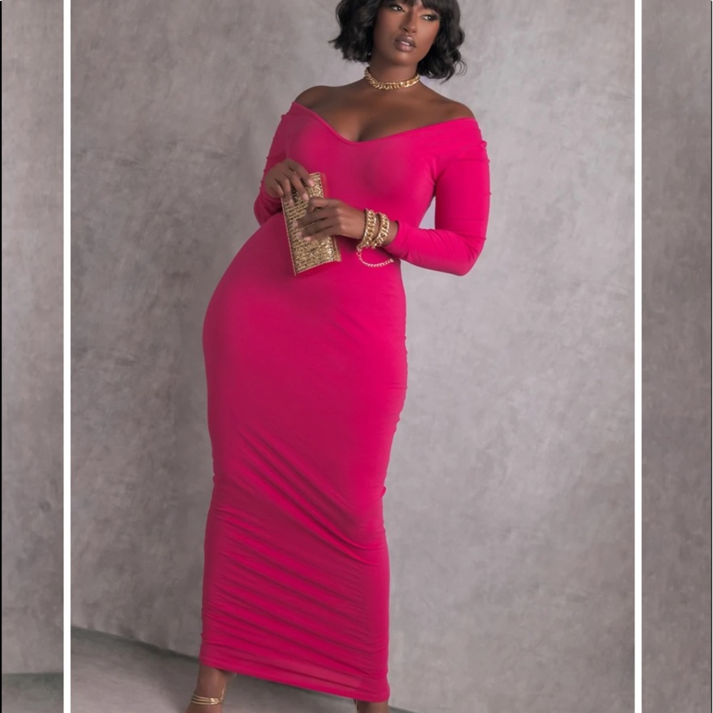 Rebdolls Essential Drop Sleeve Bodycon Maxi Dress - Fuschia; Only Worn Once; 5x